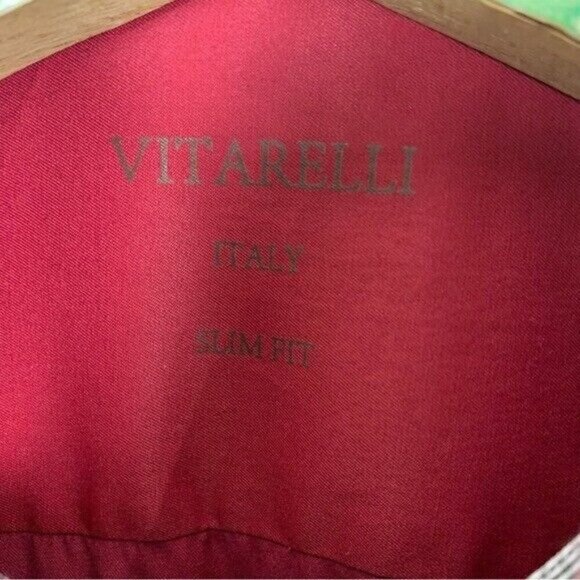 Vitarelli Italy Slim Fit Red Button Down Shirt 15.5 32/33 Classic Dress Shirt - Picture 5 of 6